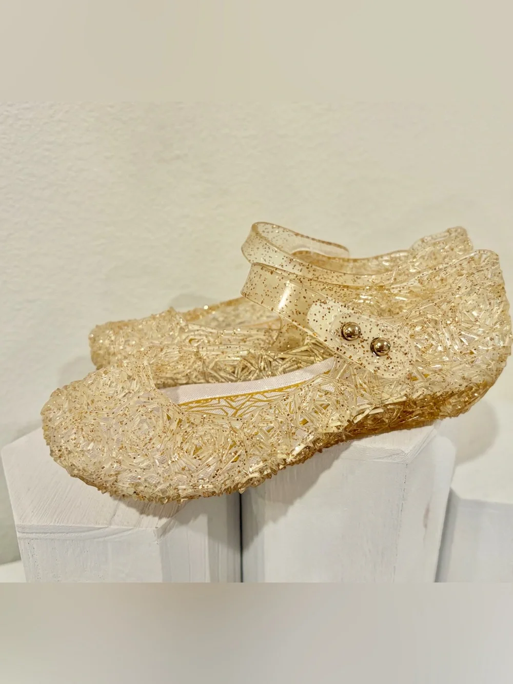 Lot of 2 pairs of  Glitter Jelly Mary Janes - Gold and Silver Size toddler 7-8